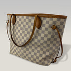 Louis Vuitton Neverfull MM Damier Azur Tote Bag in Tela Monogram con Finiture in Pelle Naturale