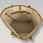 Louis Vuitton Neverfull MM Damier Azur Tote Bag in Tela Monogram con Finiture in Pelle Naturale
