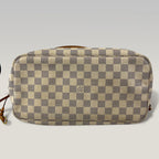 Louis Vuitton Neverfull MM Damier Azur Tote Bag in Tela Monogram con Finiture in Pelle Naturale
