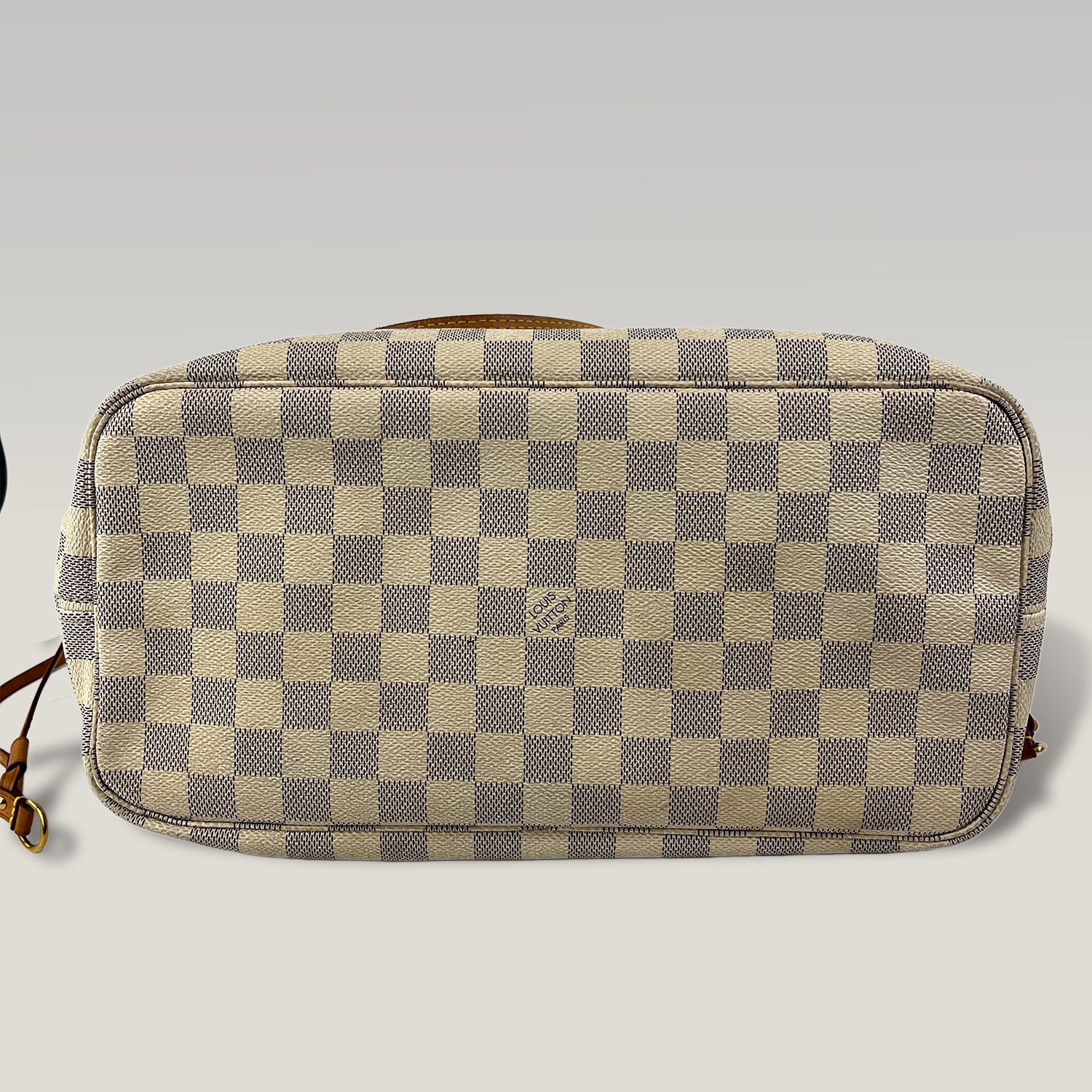 Louis Vuitton Neverfull MM Damier Azur Tote Bag in Tela Monogram con Finiture in Pelle Naturale