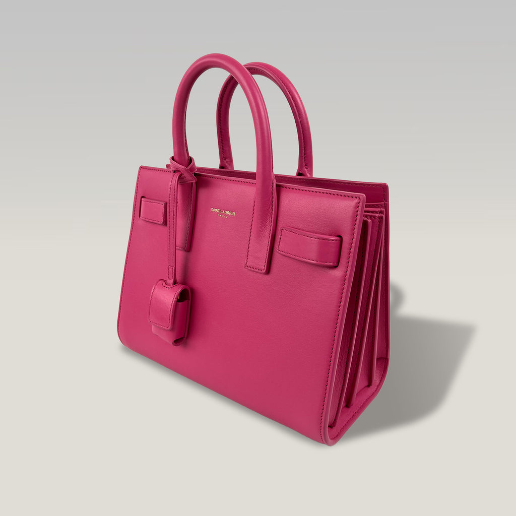 Saint Laurent Sac de Jour Nano in Pelle Fucsia – Borsa Top Handle con Tracolla Donna 22 cm
