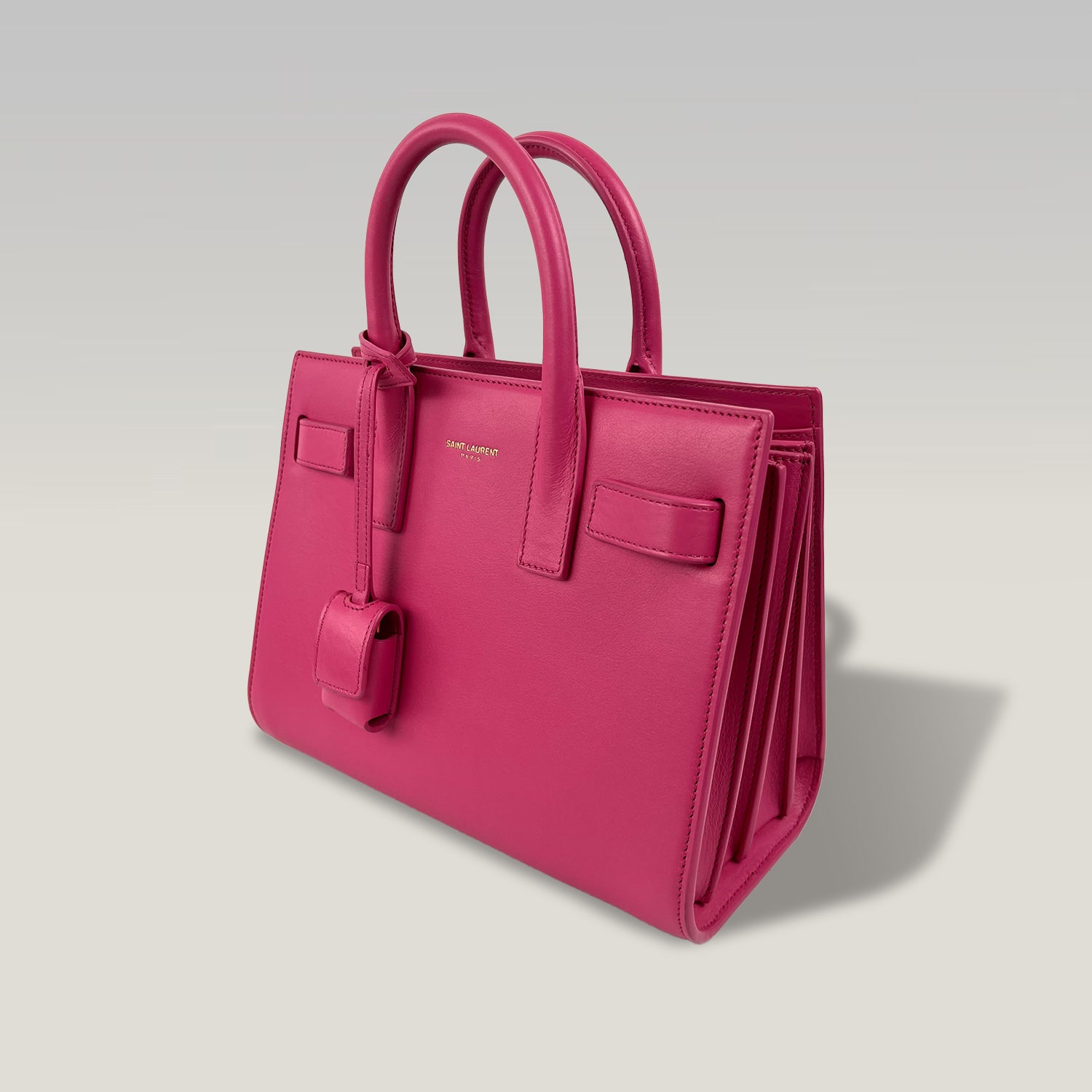 Saint Laurent Sac de Jour Nano in Pelle Fucsia – Borsa Top Handle con Tracolla Donna 22 cm