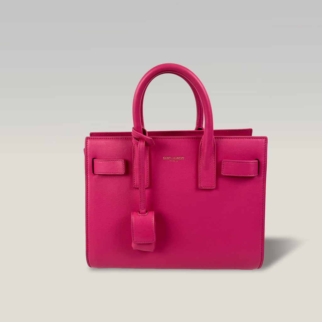 Saint Laurent Sac de Jour Nano in Pelle Fucsia – Borsa Top Handle con Tracolla Donna 22 cm
