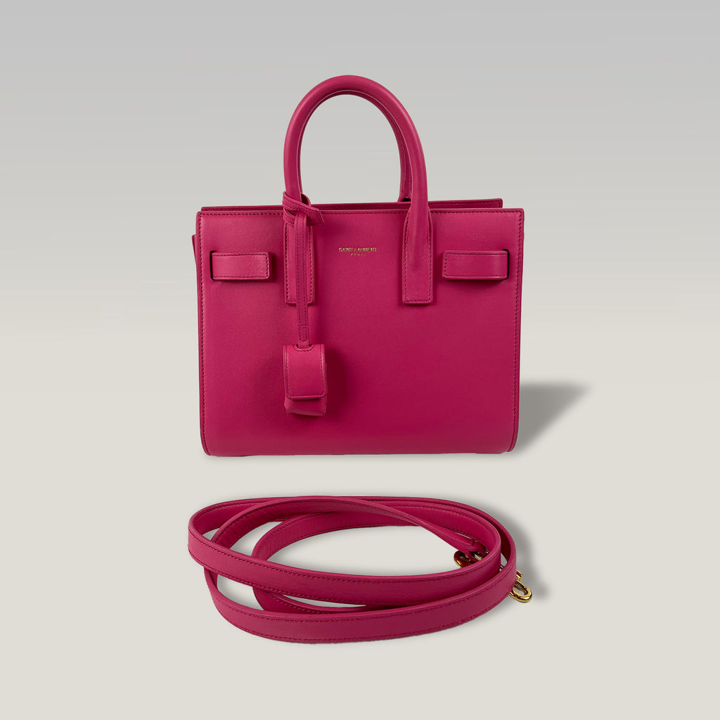 Saint Laurent Sac de Jour Nano in Pelle Fucsia – Borsa Top Handle con Tracolla Donna 22 cm