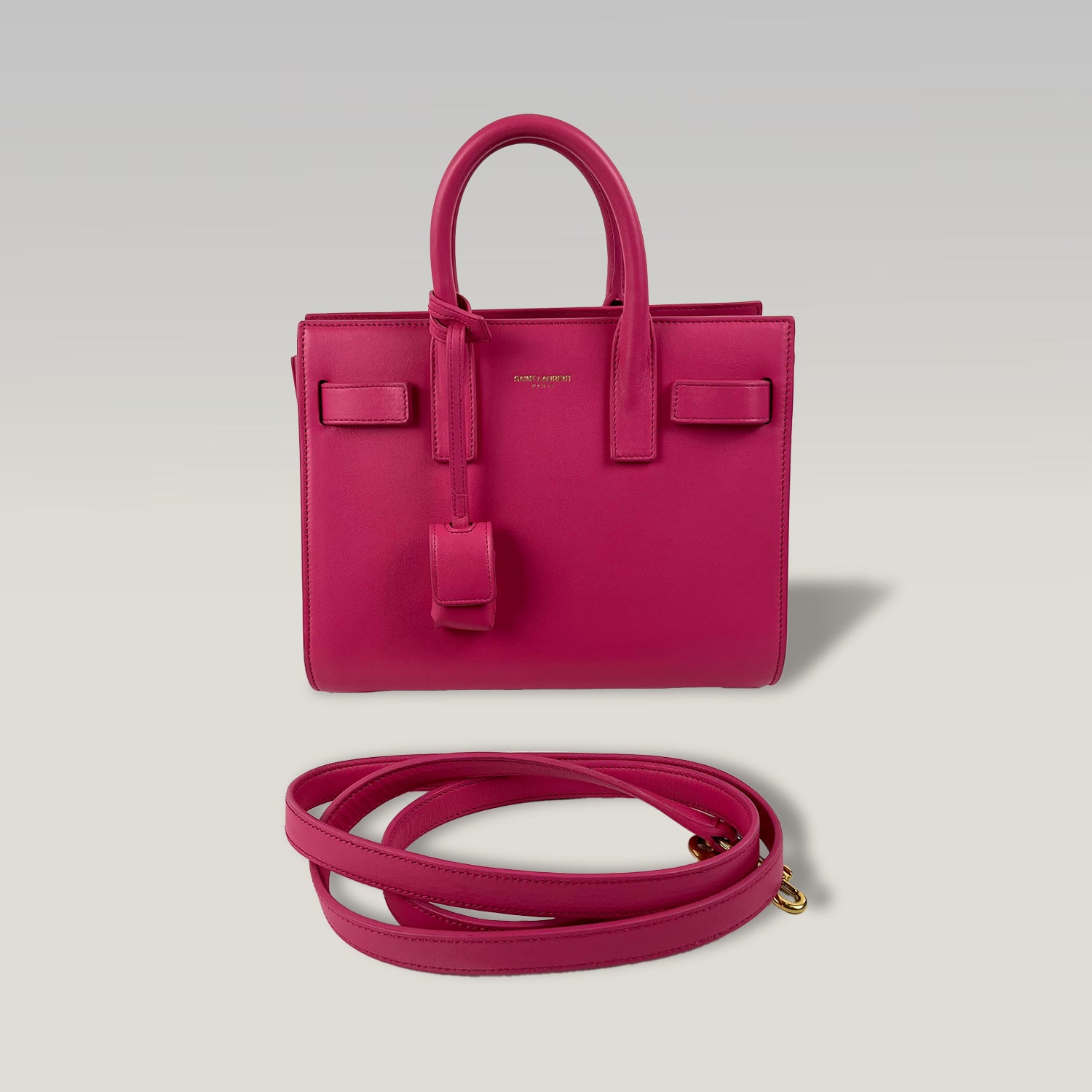 Saint Laurent Sac de Jour Nano in Pelle Fucsia – Borsa Top Handle con Tracolla Donna 22 cm