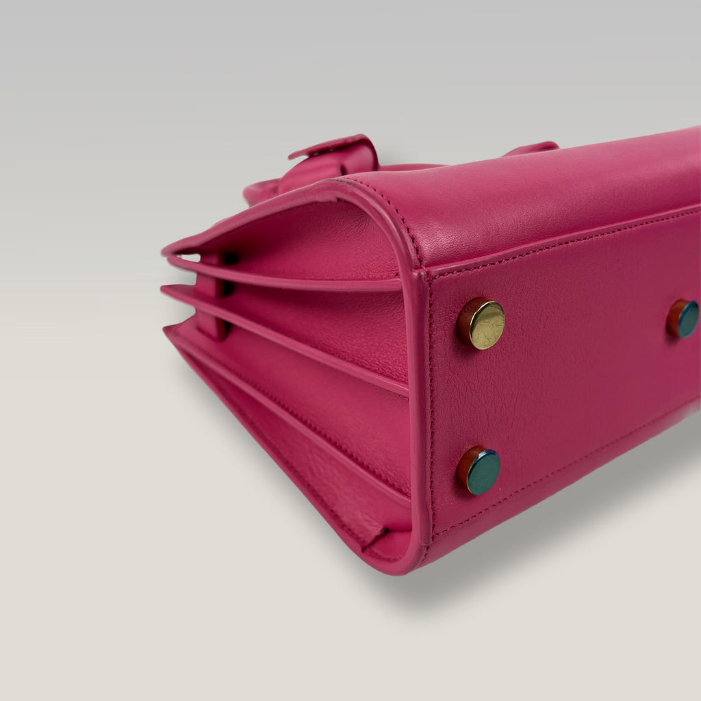 Saint Laurent Sac de Jour Nano in Pelle Fucsia – Borsa Top Handle con Tracolla Donna 22 cm