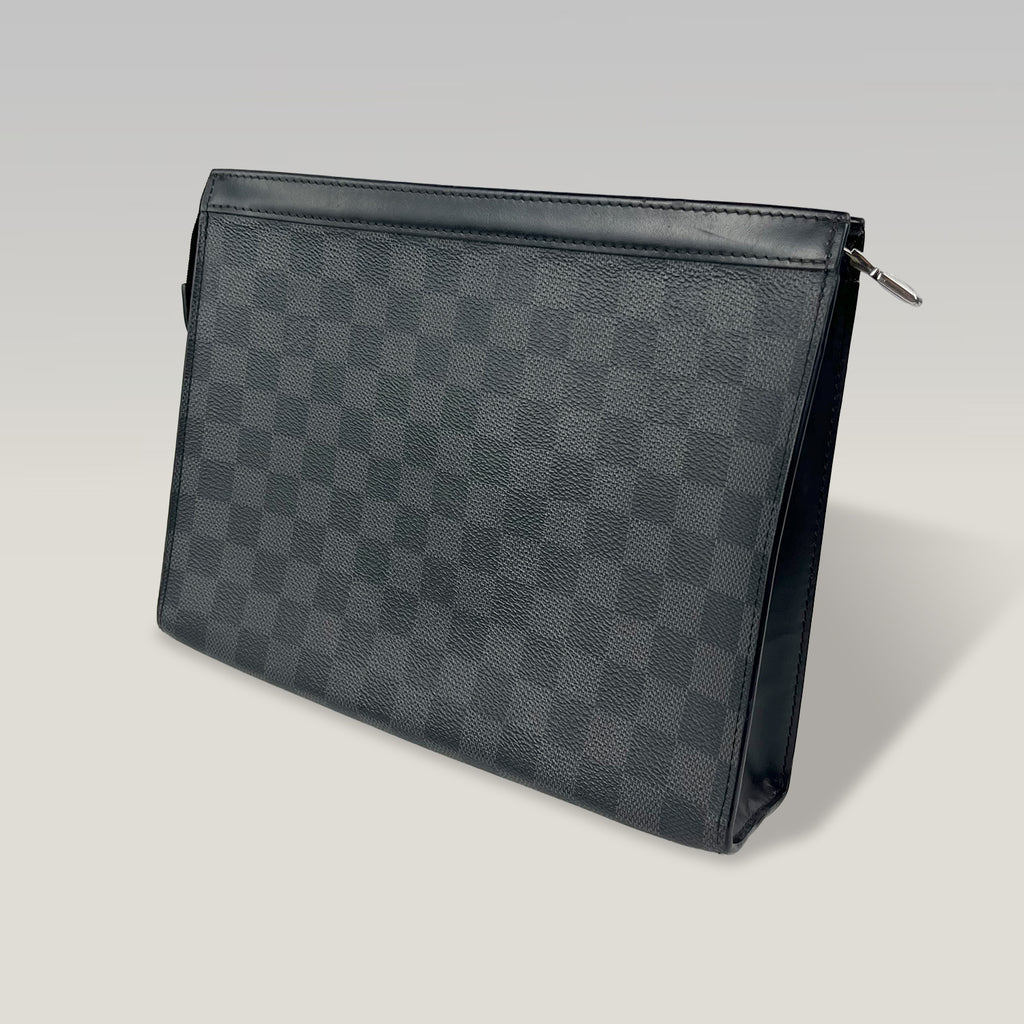 Louis Vuitton Pochette Voyage Damier Graphite Canvas Clutch Bag