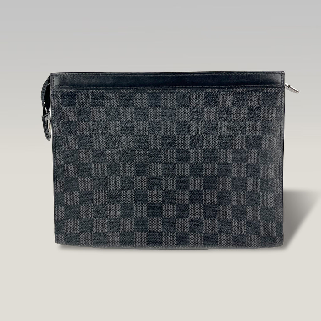 Louis Vuitton Pochette Voyage Damier Graphite Canvas Clutch Bag