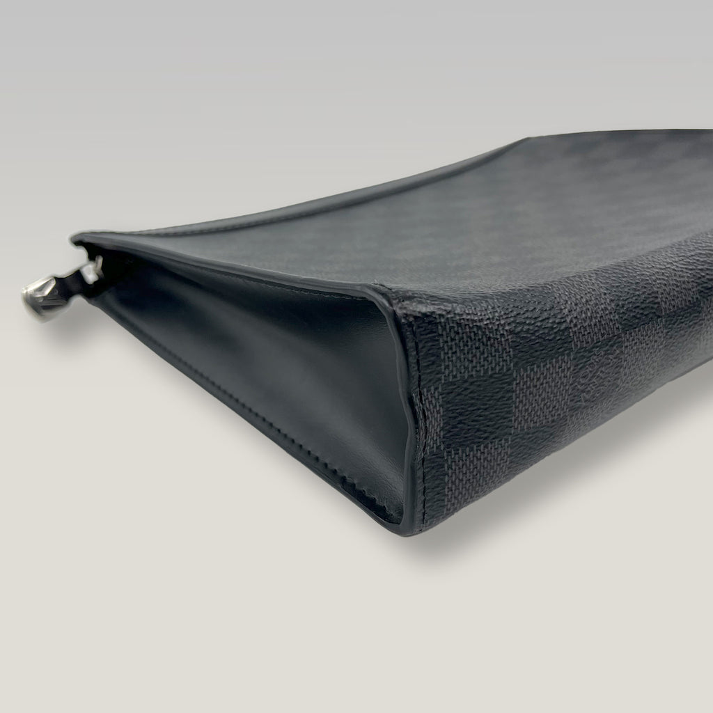 Louis Vuitton Pochette Voyage Damier Graphite Canvas Clutch Bag