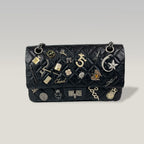 Chanel 2.55 Reissue Medium Bag Nera in Pelle Trapuntata con Metalleria Grigia