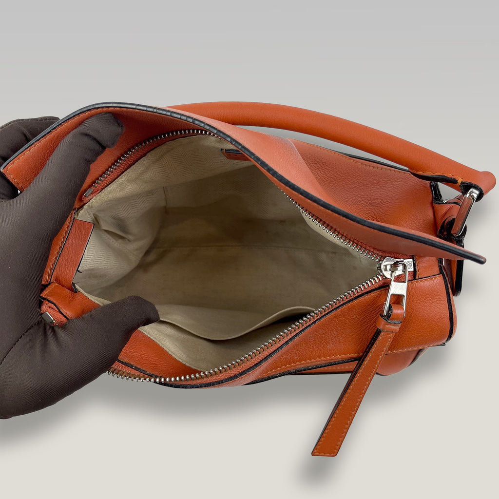 Loewe Puzzle Orange Leather Shoulder Bag