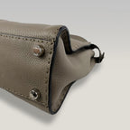 Fendi Peekaboo Medium Selleria Leather Top Handle Bag in Taupe with Palladium Hardware