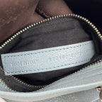 Balenciaga Mini City in Pelle Azzurra – Iconica Borsa Motorcycle con Tracolla 24 cm