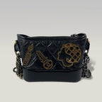 Chanel Gabrielle Small Hobo Bag in Black Quilted Leather with Ruthenium and Gold-Tone Hardware