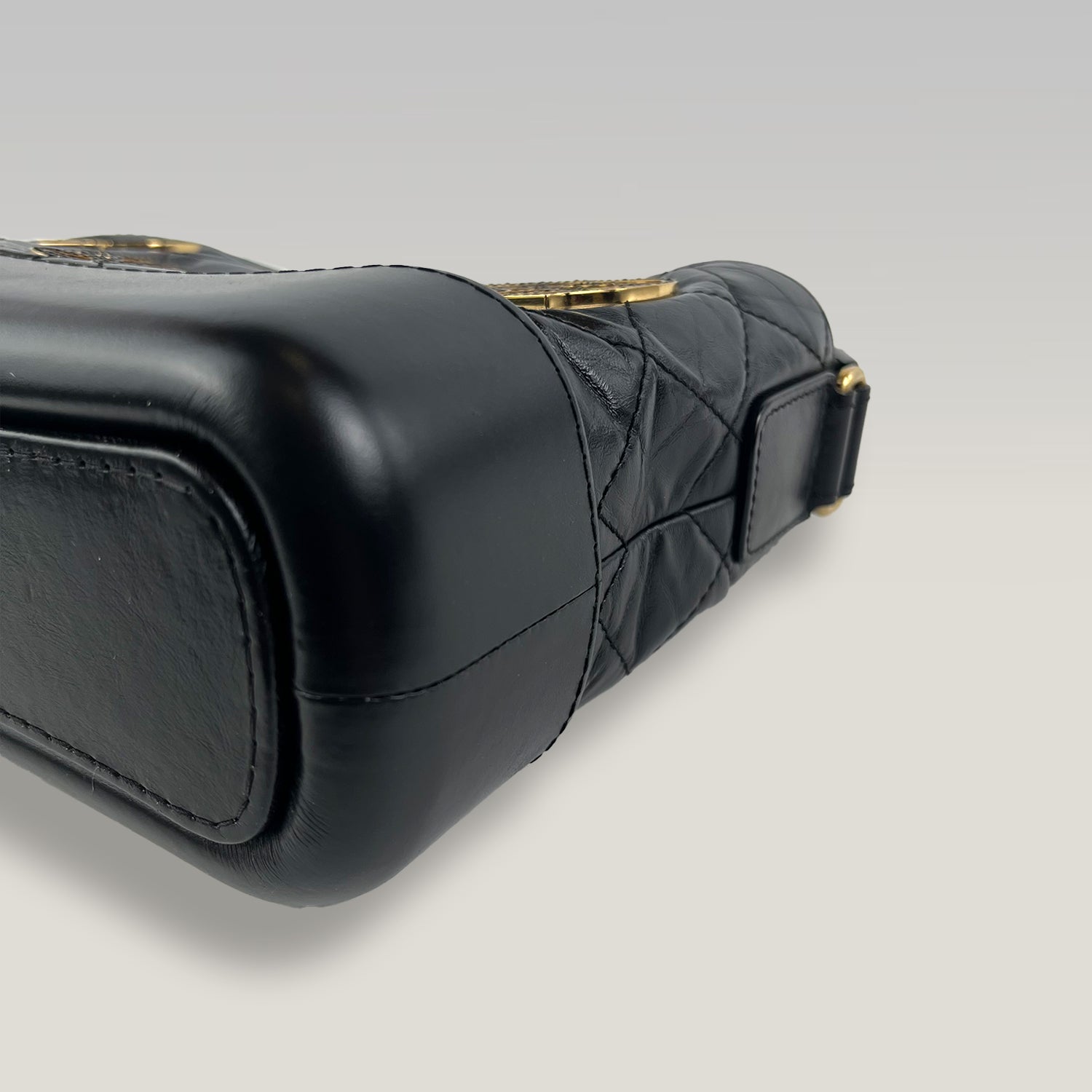 Chanel Gabrielle Small Hobo Bag in Black Quilted Leather with Ruthenium and Gold-Tone Hardware