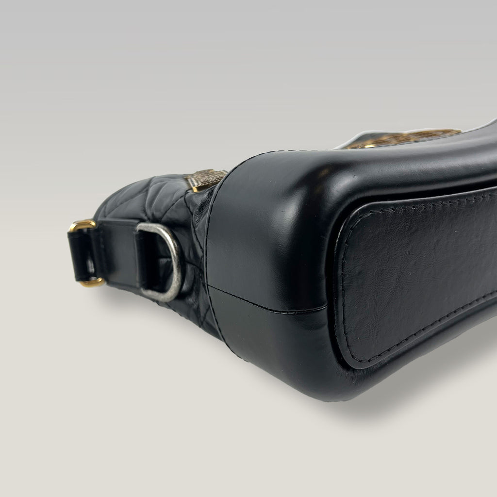 Chanel Gabrielle Small Hobo Bag in Black Quilted Leather with Ruthenium and Gold-Tone Hardware