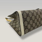 Gucci Padlock Small GG Supreme Canvas Shoulder Bag in White Leather with Gold Hardware