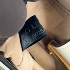 Gucci Padlock Small GG Supreme Canvas Shoulder Bag in White Leather with Gold Hardware