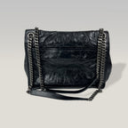 Saint Laurent Niki Medium Bag Nera in Pelle con Catena Antracite