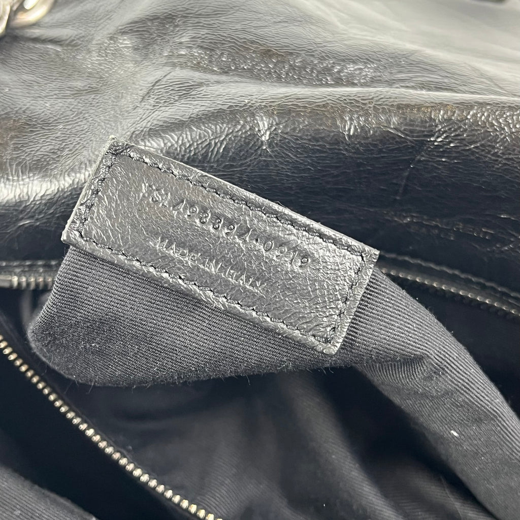Saint Laurent Niki Medium Bag Nera in Pelle con Catena Antracite