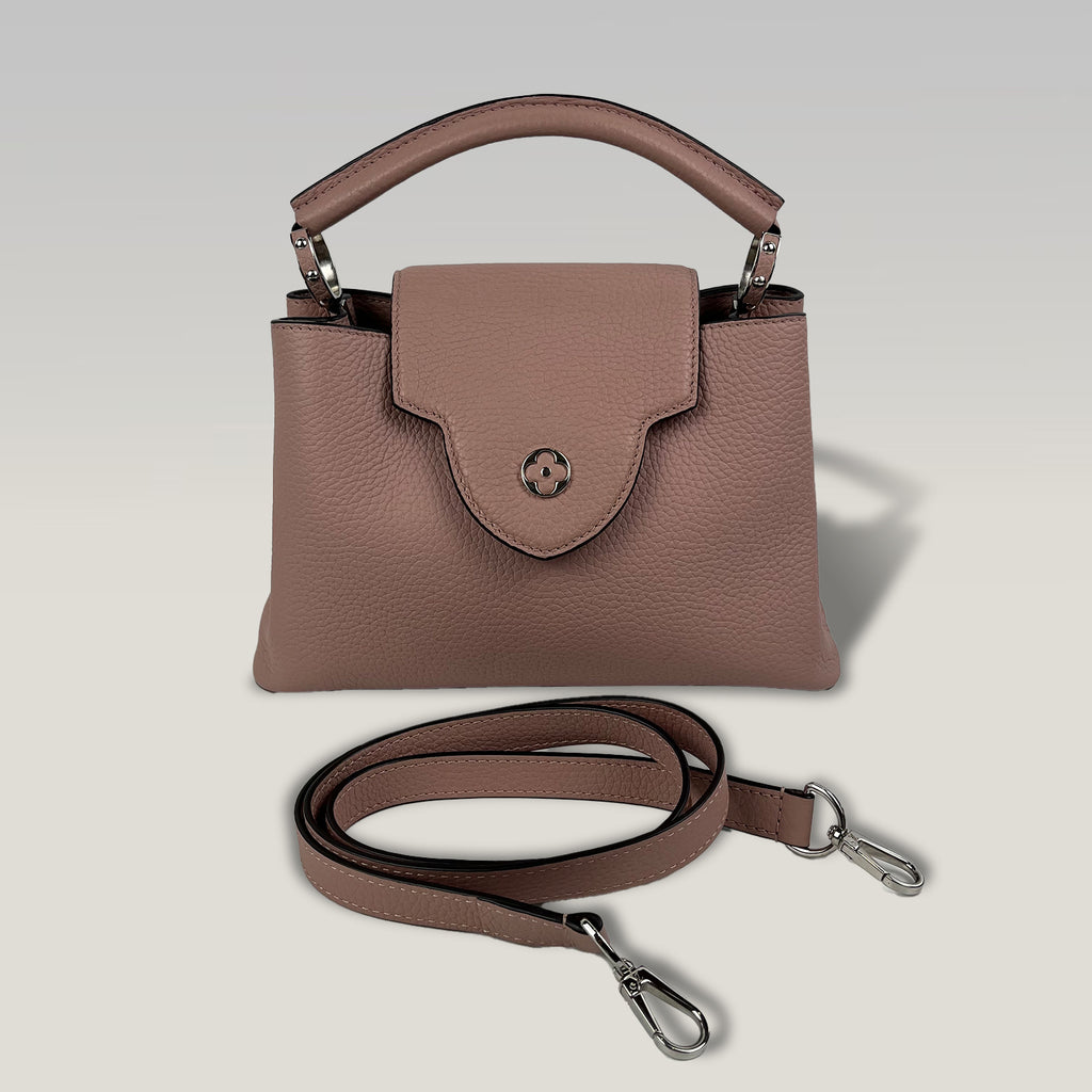 Louis Vuitton Capucines Borsa Donna in Pelle Martellata Rosa Cipria con Hardware Argento