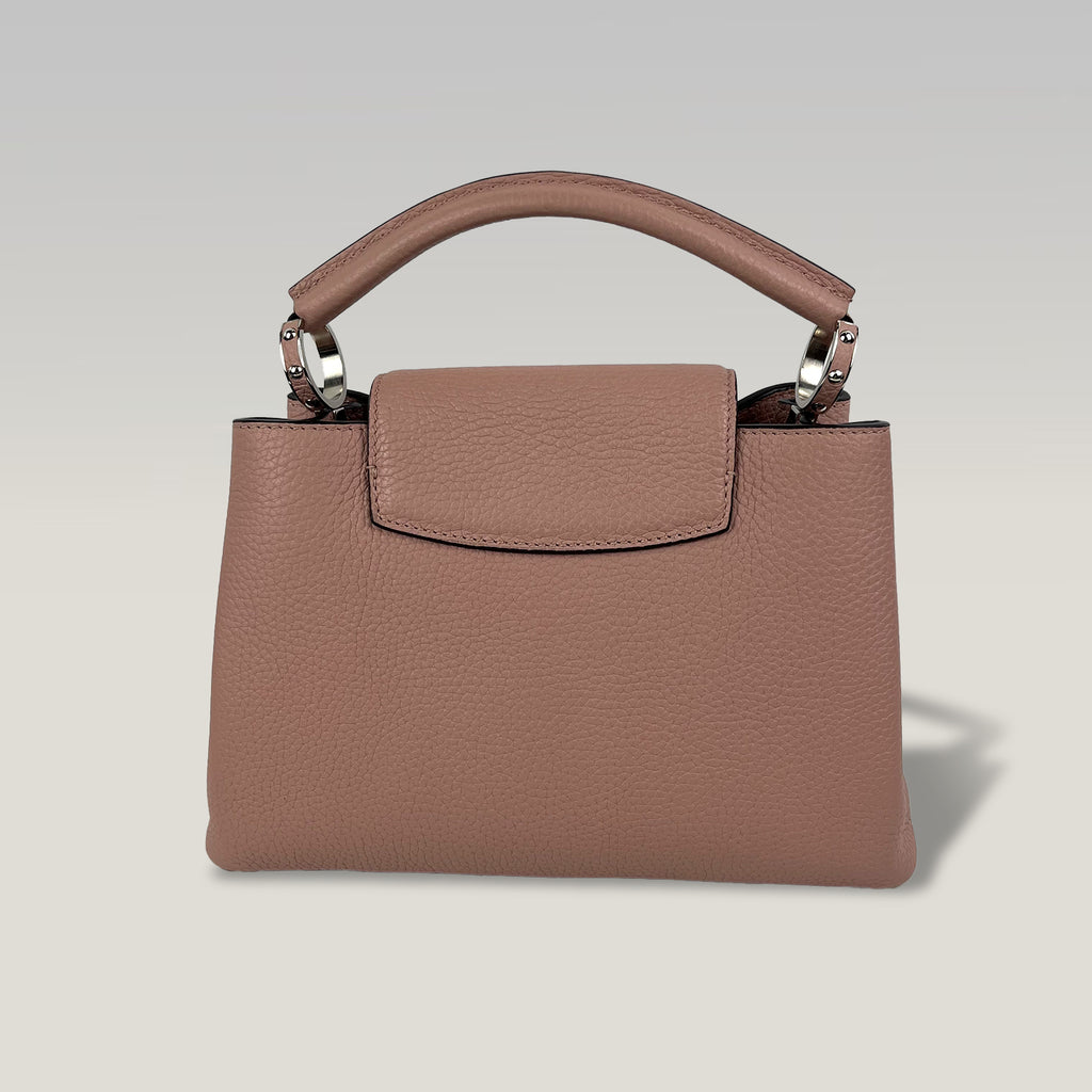 Louis Vuitton Capucines Borsa Donna in Pelle Martellata Rosa Cipria con Hardware Argento