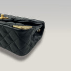 CHANEL Classic Flap Piccola Nera in Pelle Trapuntata con Hardware Dorato e Card di Autenticità