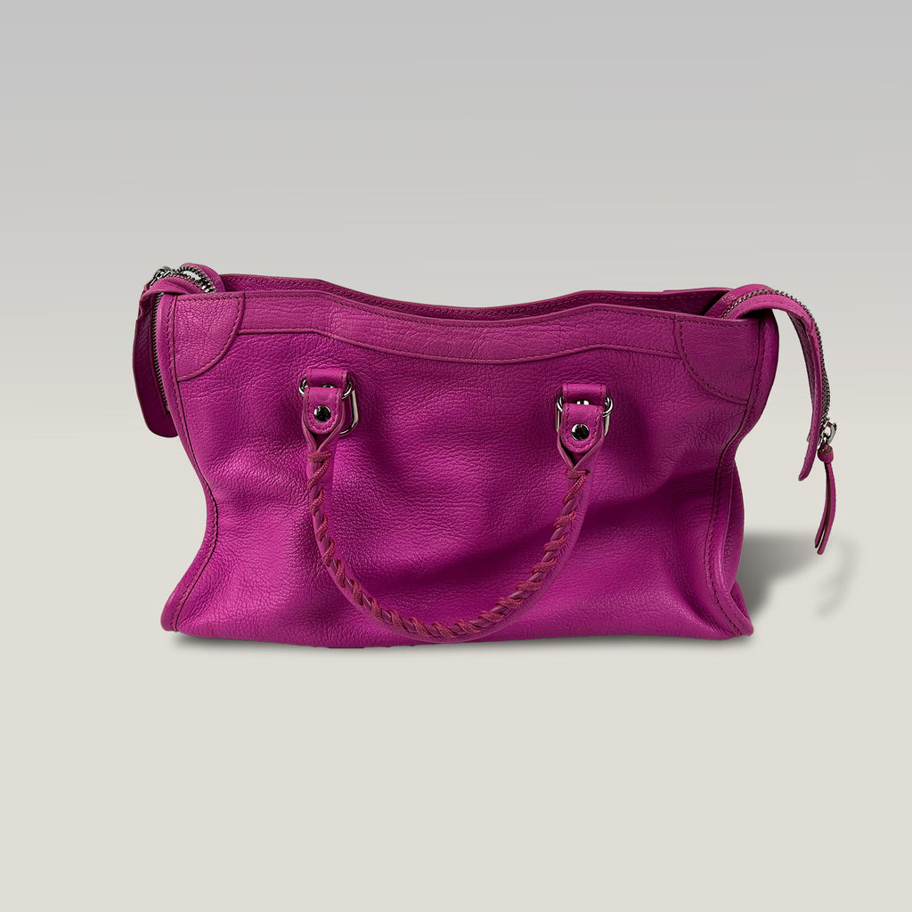 Balenciaga City Small Bag Rosa Fucsia in Pelle Arena con Tracolla