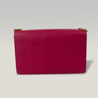 Saint Laurent Sunset Medium Leather Chain Shoulder Bag in Fuchsia Pink with Gold Hardware