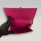 Saint Laurent Sunset Medium Leather Chain Shoulder Bag in Fuchsia Pink with Gold Hardware