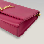 Saint Laurent Sunset Medium Leather Chain Shoulder Bag in Fuchsia Pink with Gold Hardware