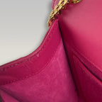 Saint Laurent Sunset Medium Leather Chain Shoulder Bag in Fuchsia Pink with Gold Hardware