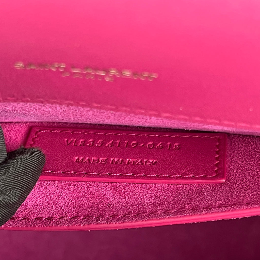 Saint Laurent Sunset Medium Leather Chain Shoulder Bag in Fuchsia Pink with Gold Hardware