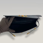 Saint Laurent Manhattan Medium Borsa a Tracolla Nera Effetto Coccodrillo in Pelle con Hardware Dorato