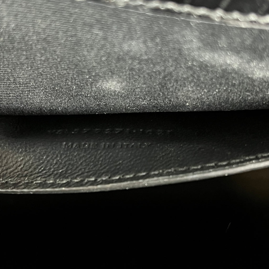 Saint Laurent Manhattan Medium Borsa a Tracolla Nera Effetto Coccodrillo in Pelle con Hardware Dorato