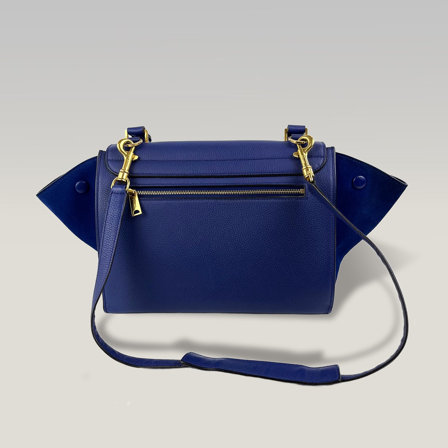 Céline Trapeze Borsa a Mano Blu in Pelle e Camoscio