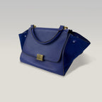 Céline Trapeze Borsa a Mano Blu in Pelle e Camoscio
