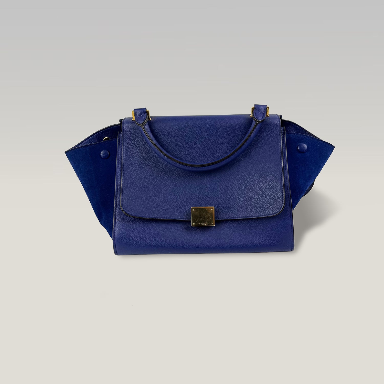 Céline Trapeze Borsa a Mano Blu in Pelle e Camoscio