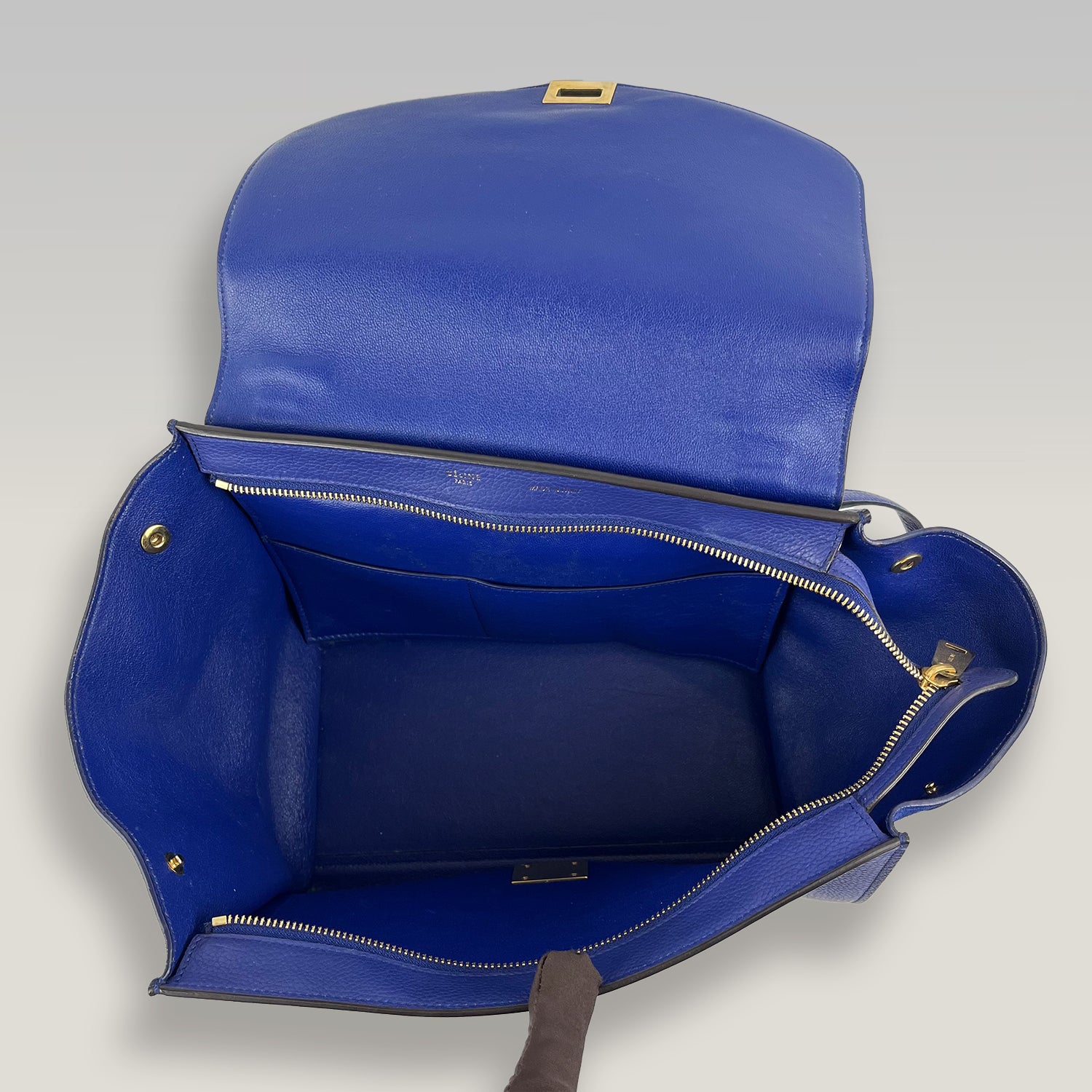 Céline Trapeze Borsa a Mano Blu in Pelle e Camoscio