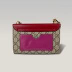 Gucci Padlock GG Supreme Small Chain Shoulder Bag Beige Canvas Red Leather