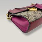 Gucci Padlock GG Supreme Small Chain Shoulder Bag Beige Canvas Red Leather
