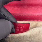 Gucci Padlock GG Supreme Small Chain Shoulder Bag Beige Canvas Red Leather