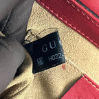 Gucci Padlock GG Supreme Small Chain Shoulder Bag Beige Canvas Red Leather