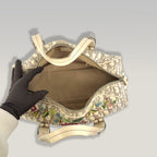 DIOR Diorissimo Boston Bag in Tela Jacquard con Dettagli Ricamati e Pelle