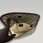 Gucci Marsupio Vintage GG Supreme Beige ed Ebano con Testa di Tigre e Dettagli in Pelle Marrone