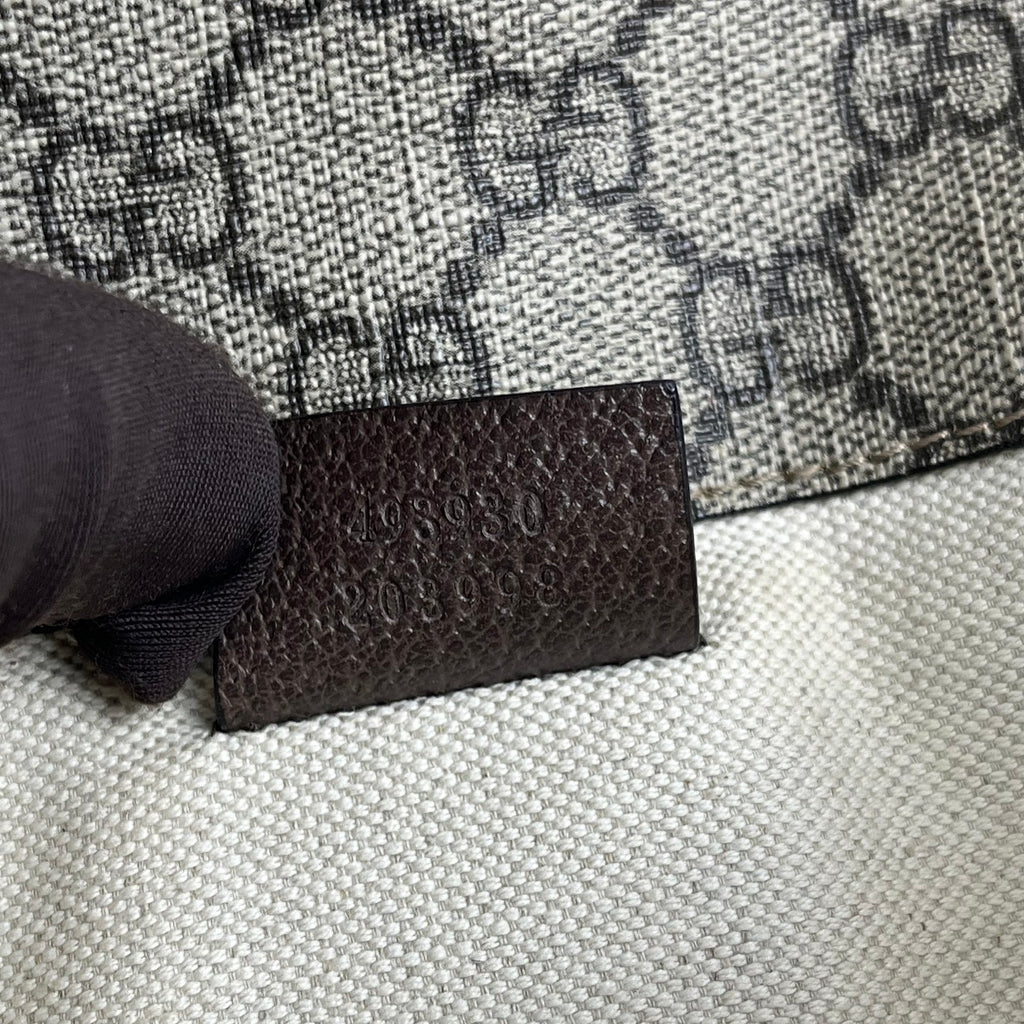 Gucci Marsupio Vintage GG Supreme Beige ed Ebano con Testa di Tigre e Dettagli in Pelle Marrone
