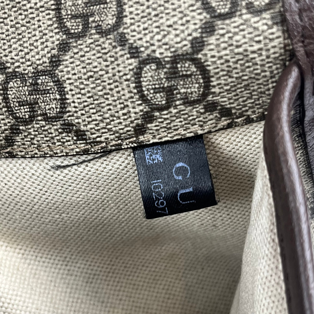 Gucci Marsupio Vintage GG Supreme Beige ed Ebano con Testa di Tigre e Dettagli in Pelle Marrone