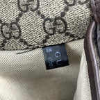 Gucci Marsupio Vintage GG Supreme Beige ed Ebano con Testa di Tigre e Dettagli in Pelle Marrone