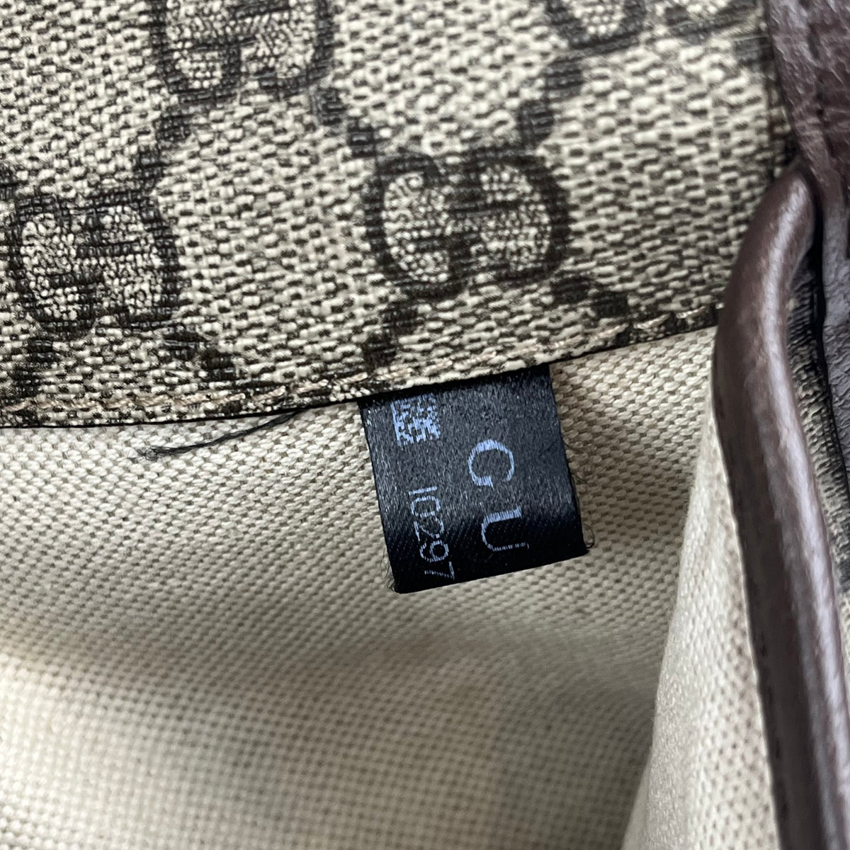 Gucci Marsupio Vintage GG Supreme Beige ed Ebano con Testa di Tigre e Dettagli in Pelle Marrone