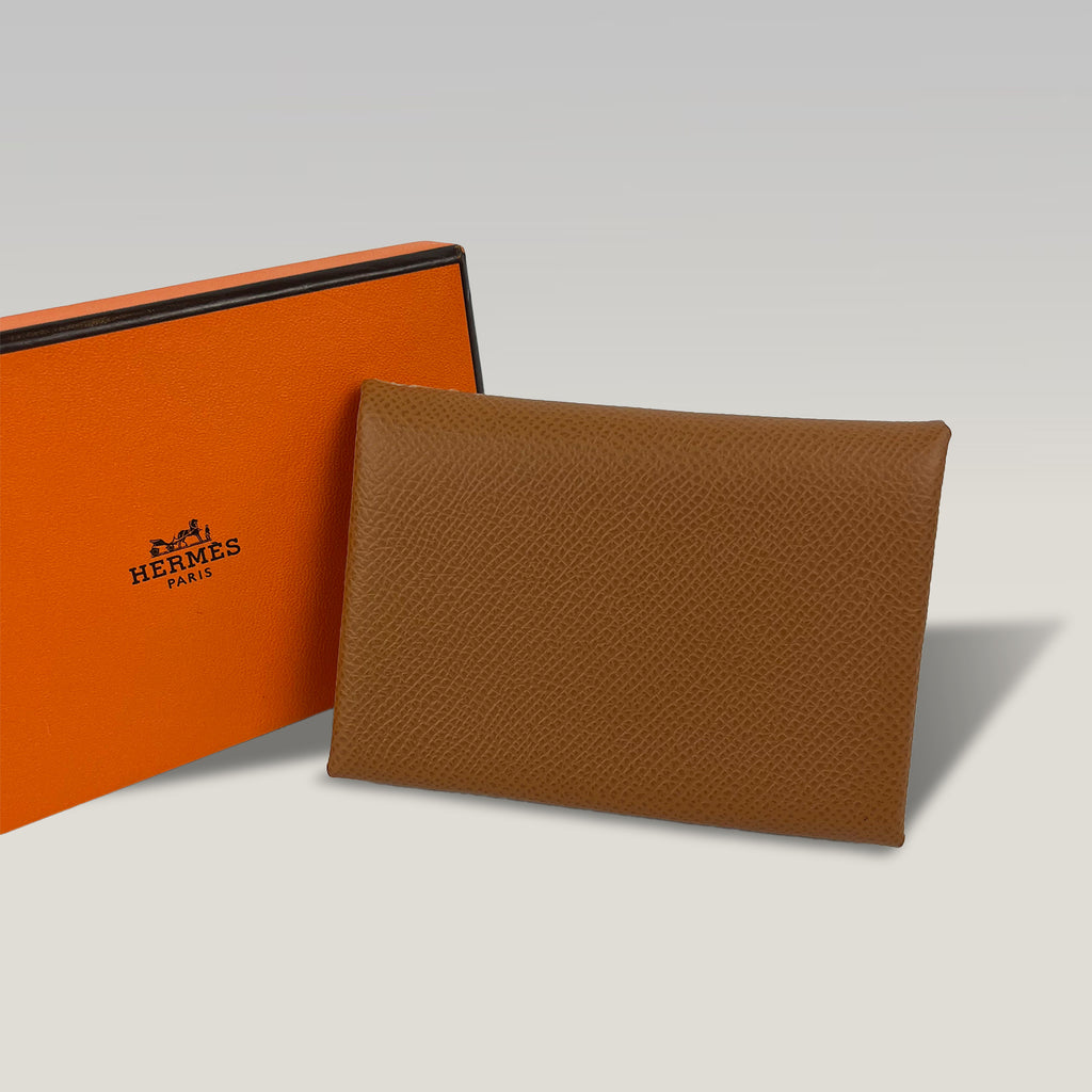 Hermès Portamonete Piccolo in Pelle Epsom Marrone